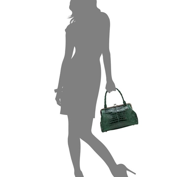 NWT Patricia Nash Green Crocodile print Leather Satchel Crossbody - Picture 3 of 6